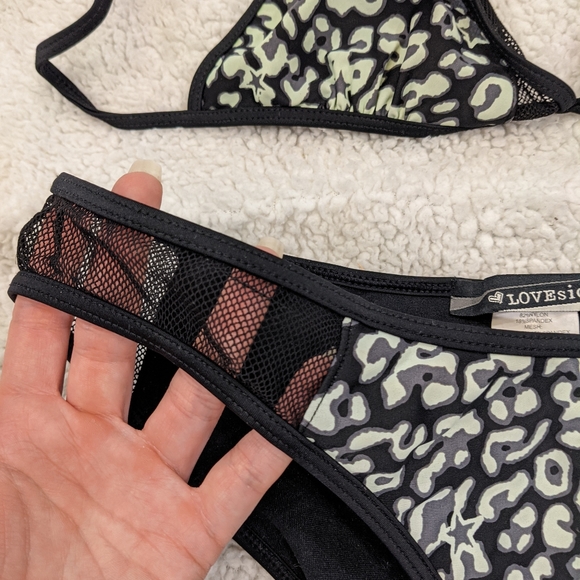 Black leopard print mesh bikini - Picture 4 of 7